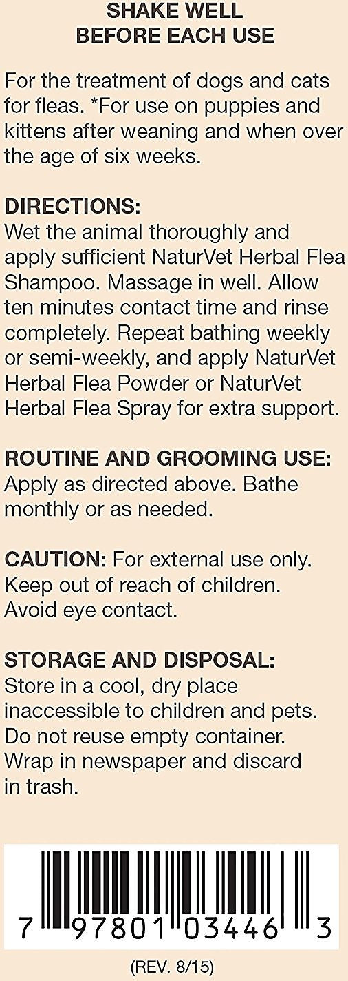 NaturVet Herbal Flea Shampoo 16 oz For Discount