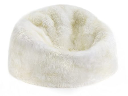 Auskin Luxury Skins Cushion Long Wool Bean Bag Leather Ivory on Sale