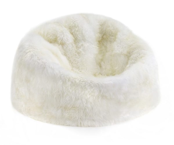 Auskin Luxury Skins Cushion Long Wool Bean Bag Leather Ivory on Sale