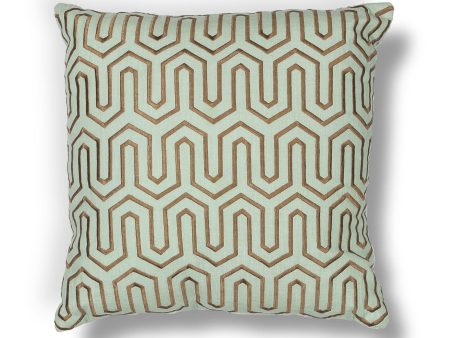 KAS Pillow L201 Seafoam Chocolate Geo For Sale